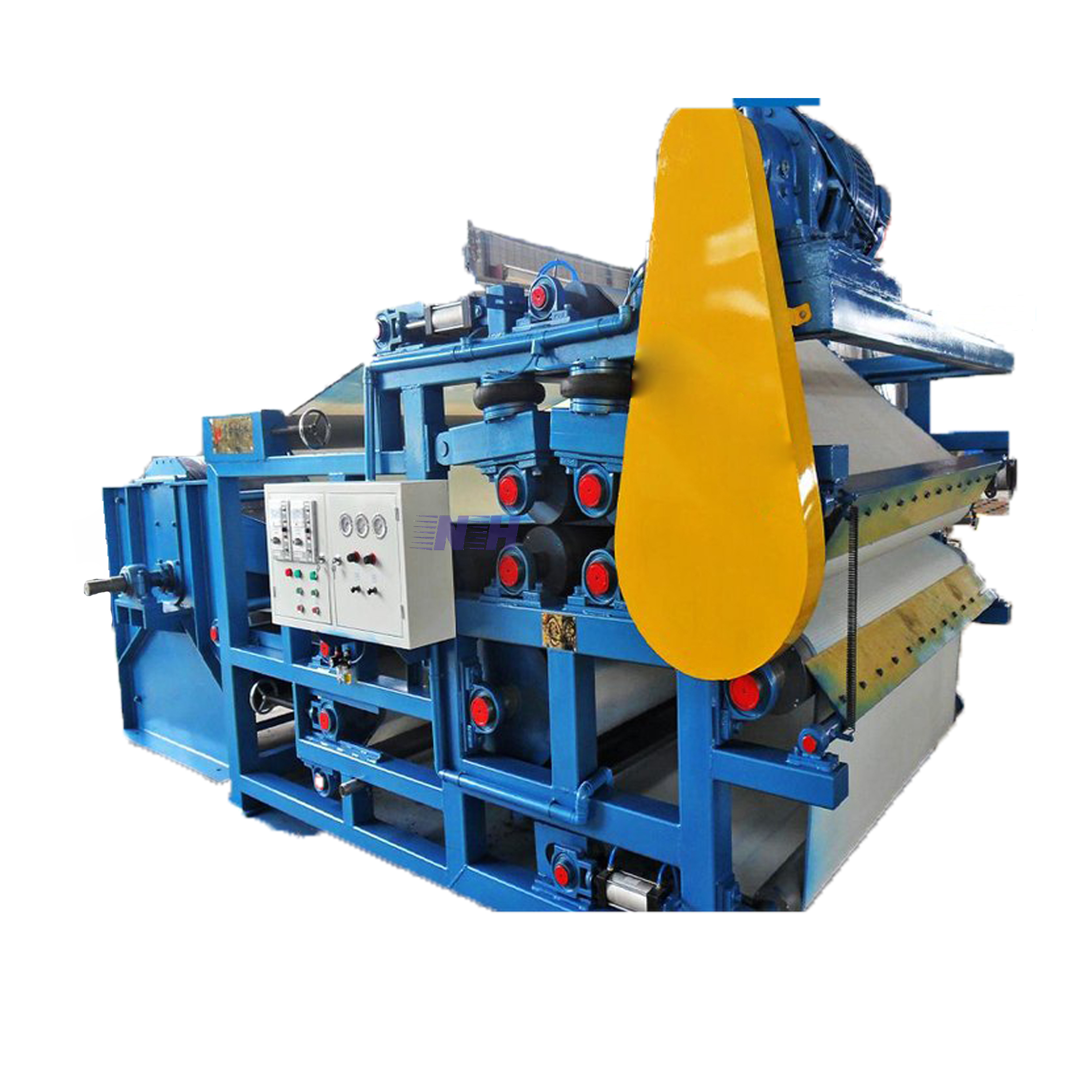 Sludge dewatering equipment by double polyester thickening belt filter textile press for paper pulp waste recycling machine